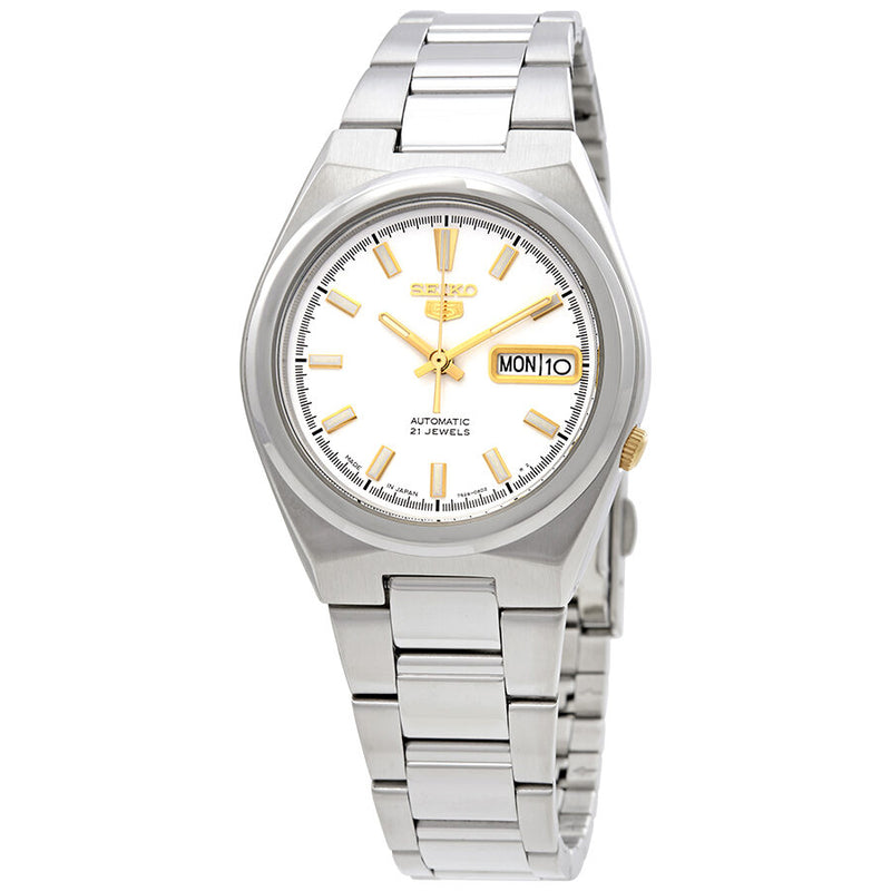 Seiko Series 5 Automatic Date-Day White Dial Men's Watch #SNKC47J1 - Watches of America
