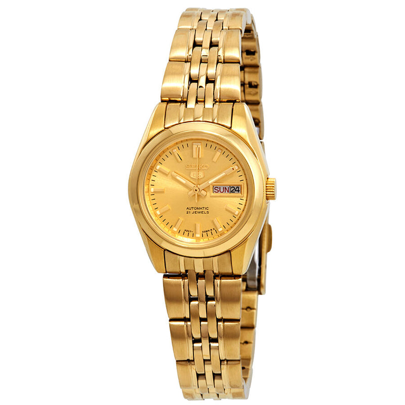 Seiko Series 5 Automatic Gold Dial Ladies Watch #SYMA38 - Watches of America