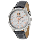 Seiko Chronograph Silver Dial Gray Leather Men's Watch #SPC087 - Watches of America