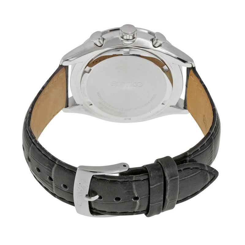 Seiko Chronograph Silver Dial Gray Leather Men's Watch #SPC087 - Watches of America #3