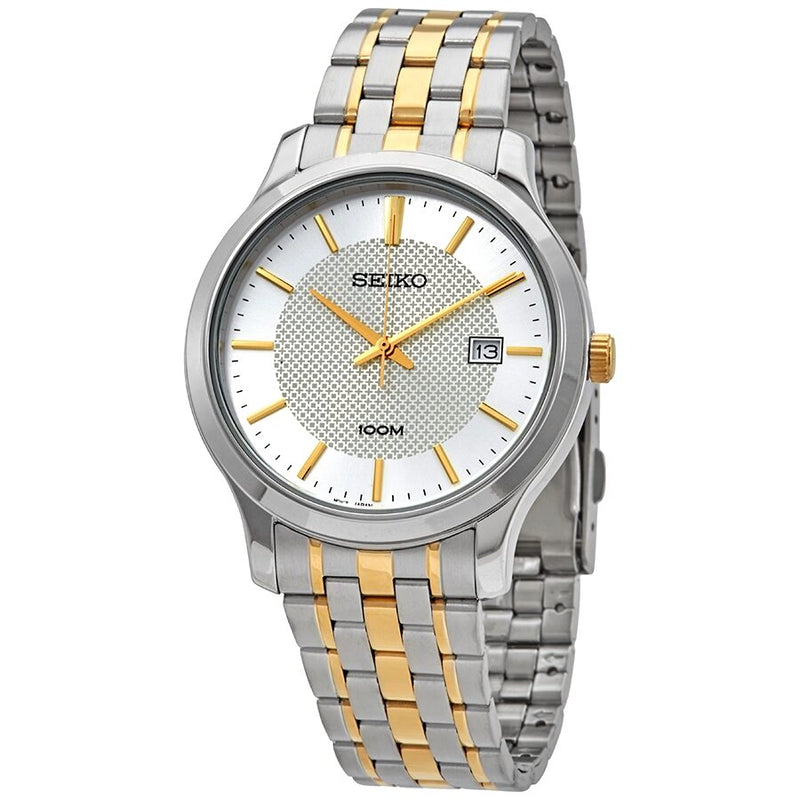 Seiko Silver Pattern Dial Men's Two Tone Quartz Watch #SUR295P1 - Watches of America