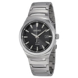 Seiko Solar Black Dial Stainless Steel Men's Watch #SNE291 - Watches of America