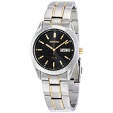 Seiko Solar Black Dial Two-tone Men's Watch #SNE047 - Watches of America