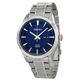 Seiko Solar Blue Dial Stainless Steel Men's Watch #SNE361 - Watches of America