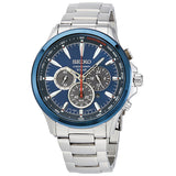 Seiko Solar Chronograph Blue Dial Men's Watch #SSC495 - Watches of America