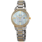 Seiko Solar Crystal White Mother of Pearl Dial Ladies Watch #SUT328 - Watches of America