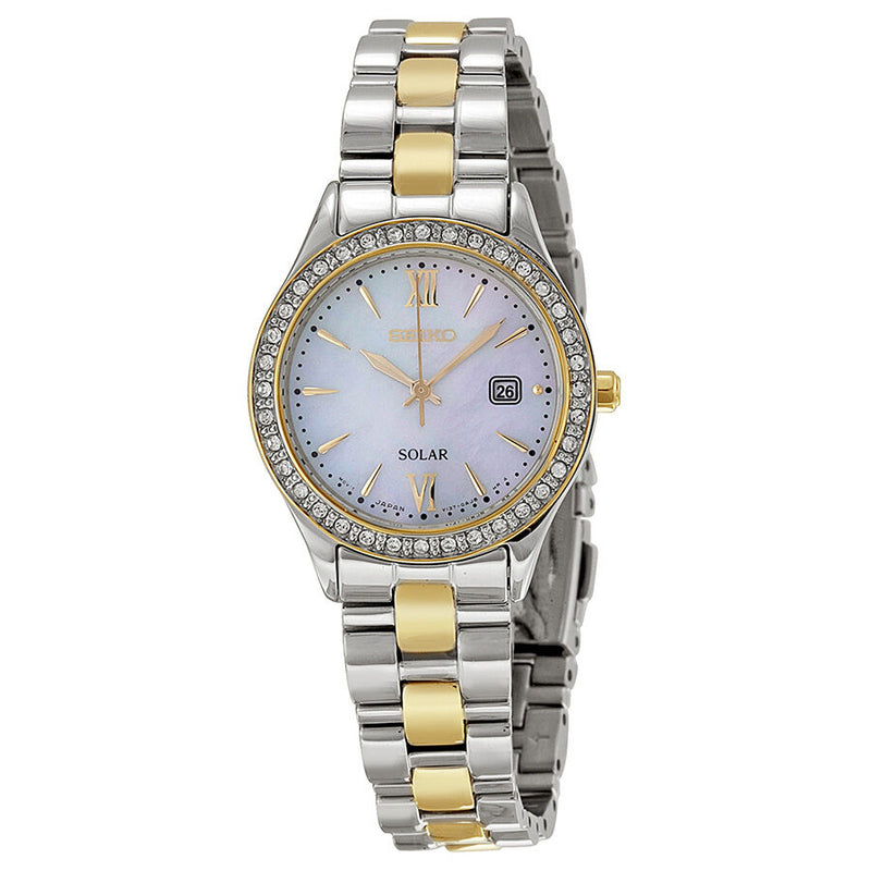 Seiko Solar Mother of Pearl Dial Two-tone Ladies Watch #SUT074 - Watches of America