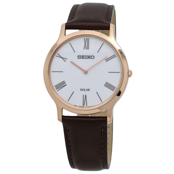 Seiko Solar Quartz White Dial Men's Watch #SUP854 - Watches of America