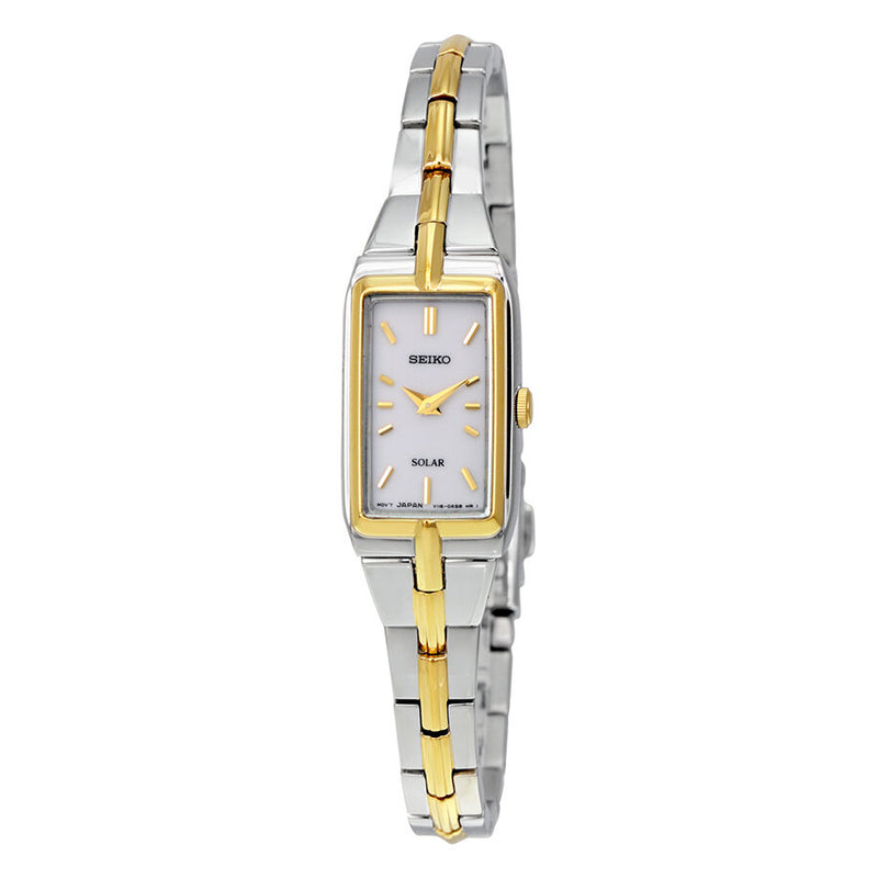 Seiko Solar Quartz White Dial Two-Tone Ladies Watch #SUP272 - Watches of America