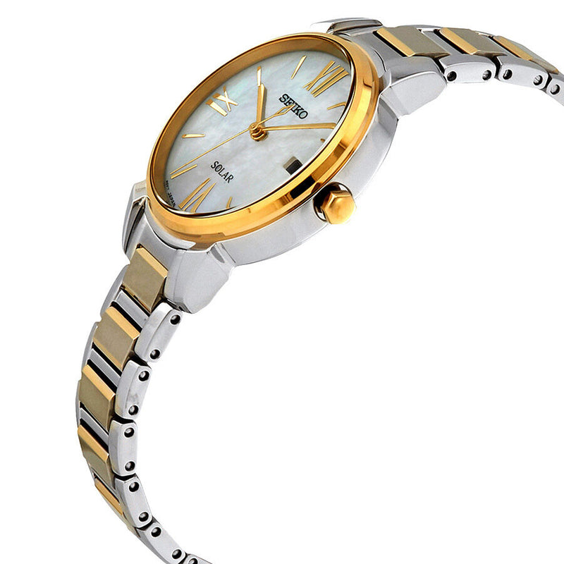 Seiko Solar White Mother of Pearl Dial Two-tone Ladies Watch #SUT324 - Watches of America #2