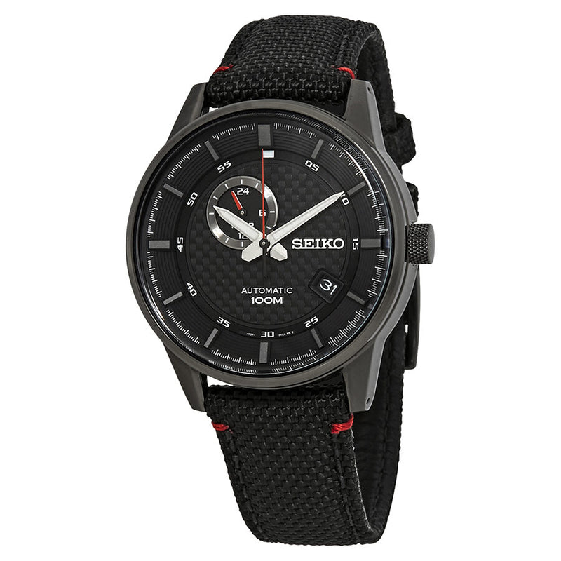 Seiko Sports Automatic Black Dial Black Nylon Men's Watch #SSA383K1 - Watches of America