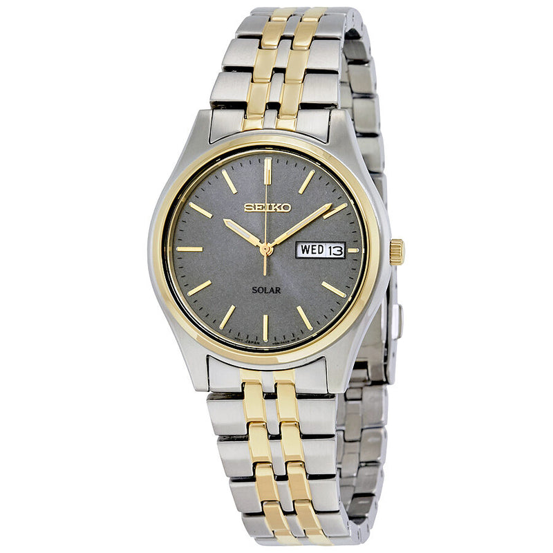 Seiko Two-tone Solar Charcoal Dial Men's Watch #SNE042 - Watches of America