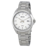 Seiko White Dial Stainless Steel Men's Watch #SUR205 - Watches of America