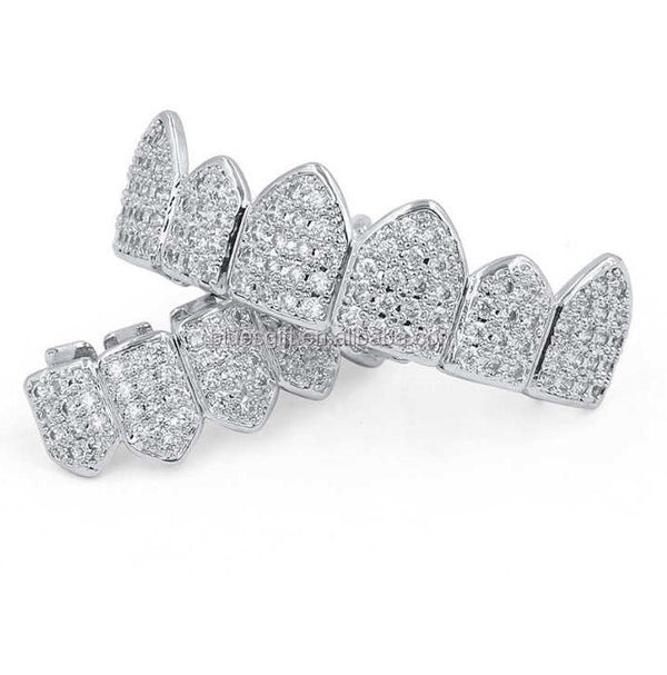 Big Daddy Teeth Grillz Set Silver &amp; Diamond - Juego completo