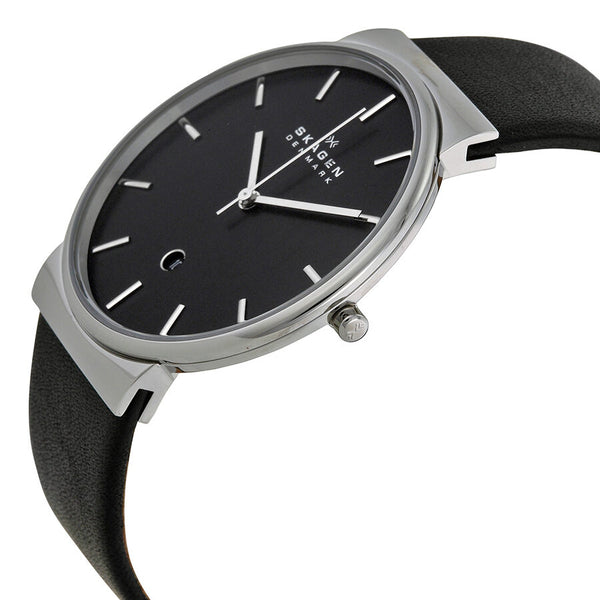 Skagen Ancher Black Dial Black Leather Men's Watch SKW6104 - Watches of America #2