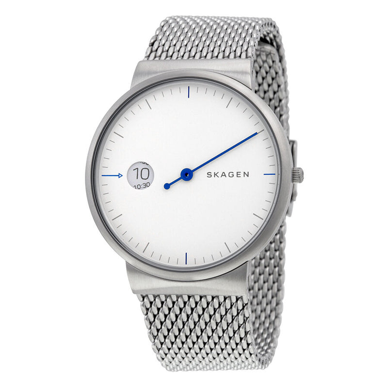 Skagen Ancher Silver Dial Men's Stainless Steel Watch SKW6193 - Watches of America