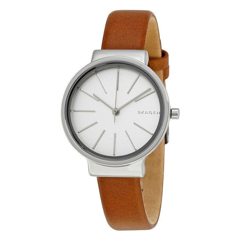 Skagen Ancher White Dial Ladies Leather Watch SKW2479 - Watches of America