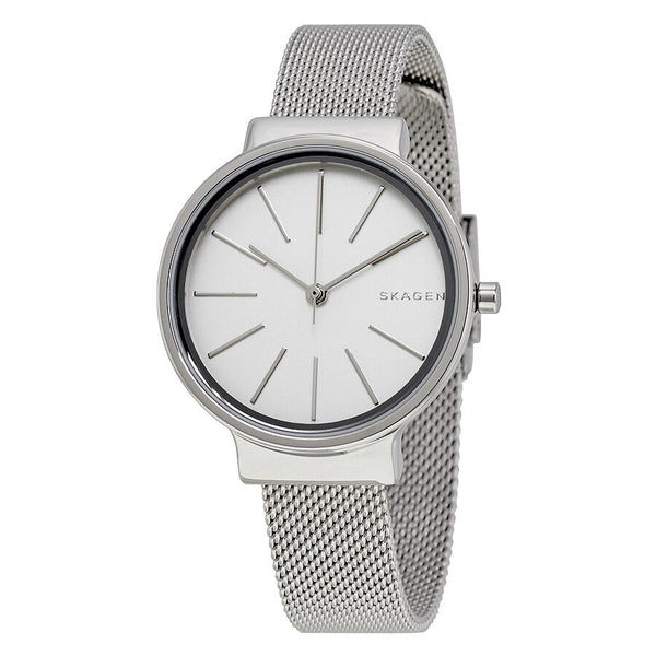 Skagen Ancher White Dial Steel Mesh Ladies Watch SKW2478 - Watches of America