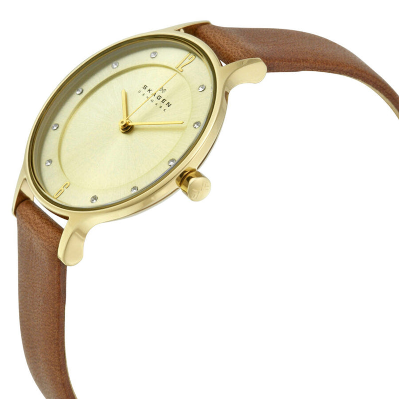 Skagen Anita Champagne Dial Marr n Cuero Se oras Reloj SKW2147