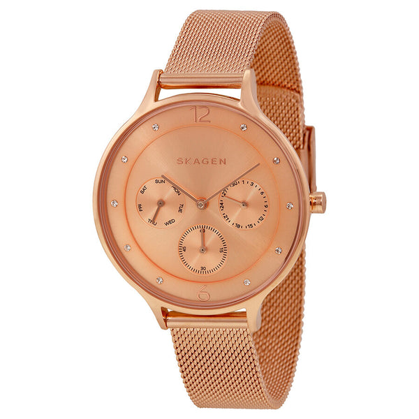 Skagen Anita Multi-Function Rose Dial Rose Gold-tone Mesh Ladies Watch SKW2314 - Watches of America