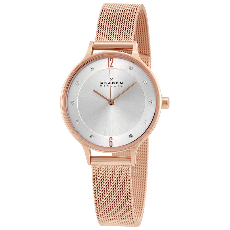 Skagen Anita Reloj de mujer con esfera plateada en tono dorado rosa SK Watches of America