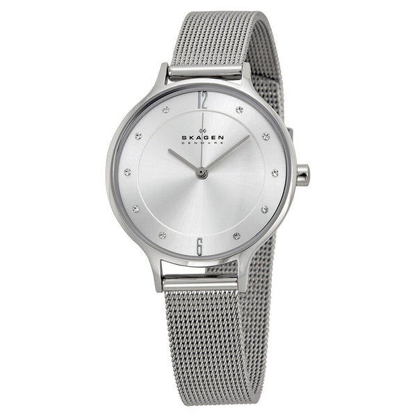 Skagen Anita Silver Dial Stainless Steel Mesh Ladies Watch #SKW2149 - Watches of America