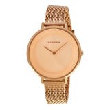 Skagen Ditte Rose Dial Rose Gold-tone Stainless Steel Mesh Bracelet Ladies Watch SKW2334 - Watches of America