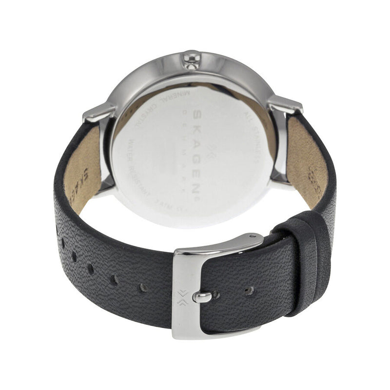 Skagen Ditte Silver Dial Black Leather Ladies Watch SKW2261 - Watches of America #3