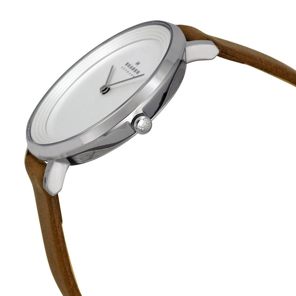 Skagen Ditte Silver Dial Brown Leather Ladies Watch SKW2214 - Watches of America #2