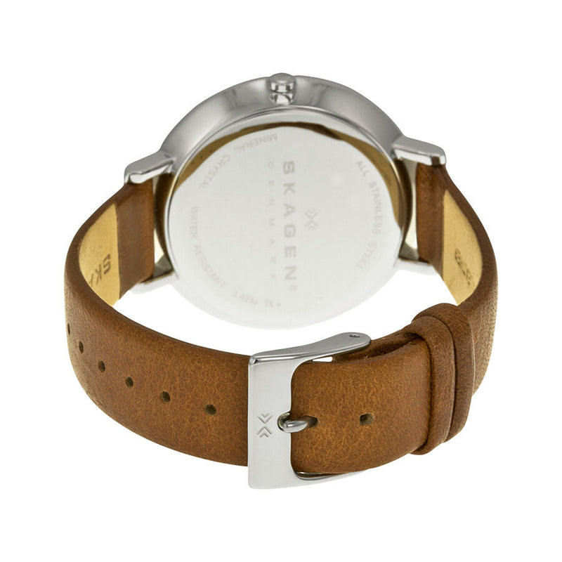 Skagen Ditte Silver Dial Brown Leather Ladies Watch SKW2214 - Watches of America #3