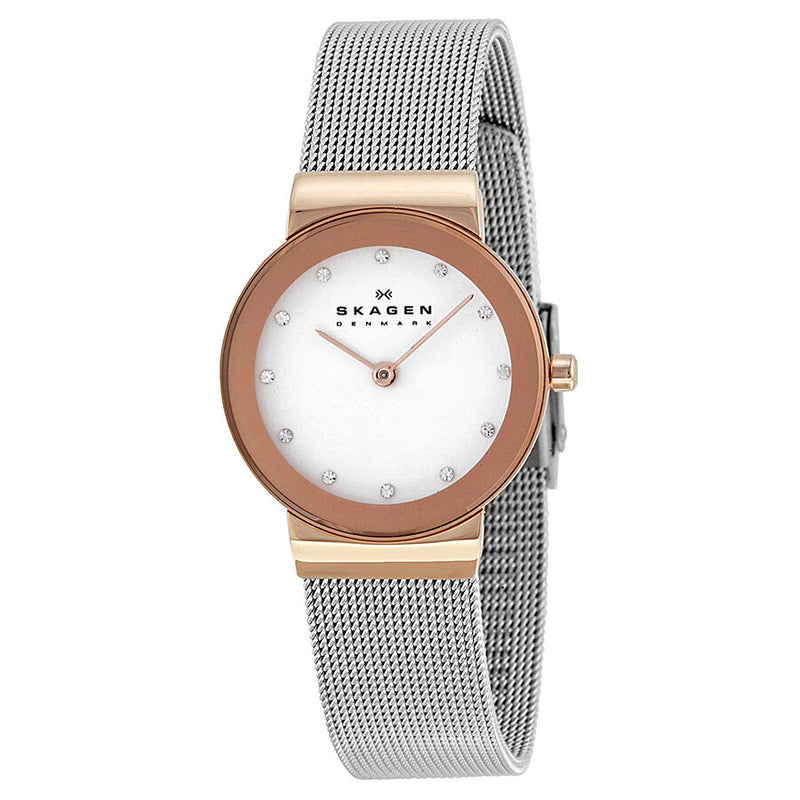 Skagen Freja White Dial Stainless Steel Ladies Watch 358SRSC - Watches of America