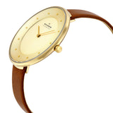 Skagen Gitte Champagne Dial Brown Leather Ladies Watch SKW2138 - Watches of America #2
