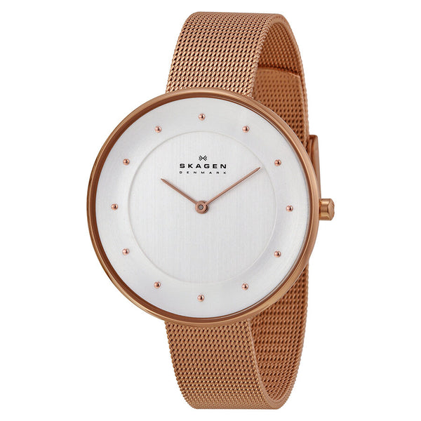 Skagen Gitte Silver Dial Rose Gold-tone Ladies Watch SKW2142 - Watches of America