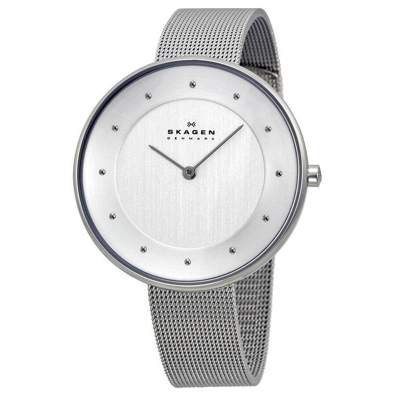 Skagen Gitte White Dial Stainless Steel Mesh Ladies Watch SKW2140 - Watches of America