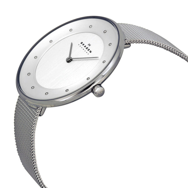 Skagen Gitte White Dial Stainless Steel Mesh Ladies Watch SKW2140 - Watches of America #2