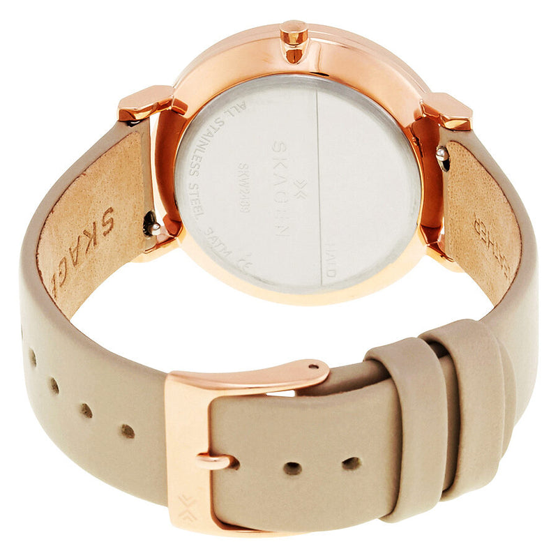 Skagen Hald White Dial Ladies Beige Leather Watch SKW2489 - Watches of America #3