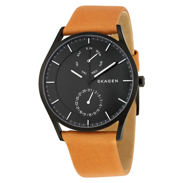 Skagen Holst Multifunction Black Dial Brown Leather Men's Watch SKW6265 - Watches of America