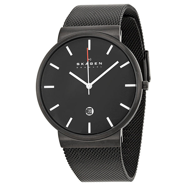 Skagen Klassik Black Dial Black PVD Mesh Men's Watch SKW6053 - Watches of America