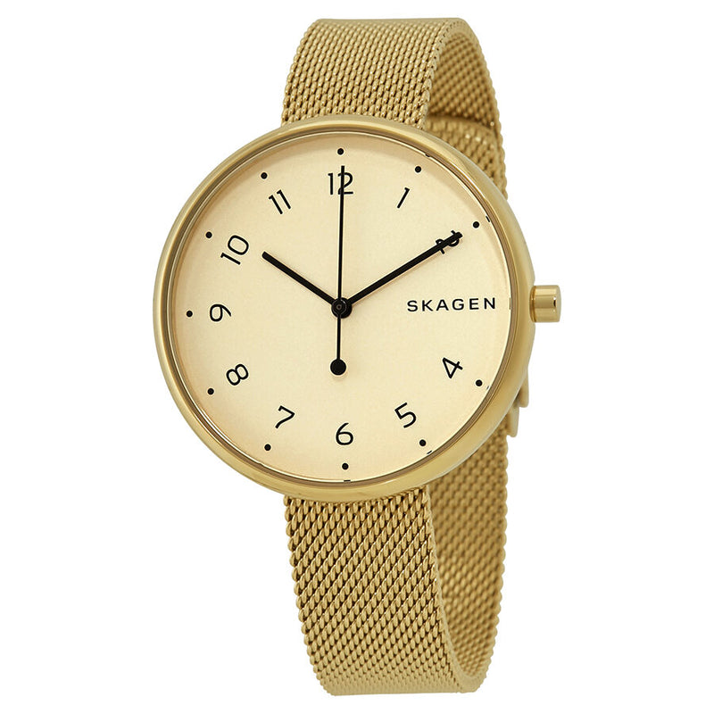 Skagen Signatur Gold Dial Ladies Mesh Watch #SKW2625 - Watches of America