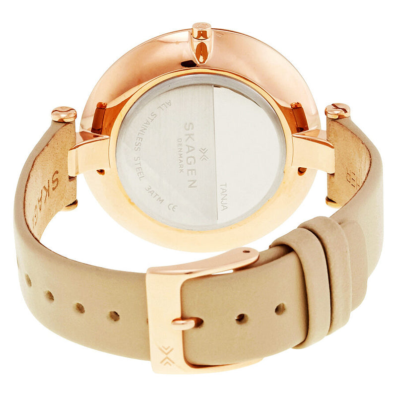 Skagen Tanja White Dial Beige Leather Ladies Watch SKW2484 - Watches of America #3