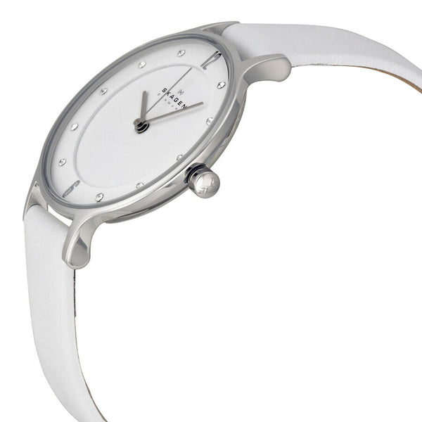 Skagen Anita White Dial White Leather Ladies Watch SKW2145 - Watches of America #2