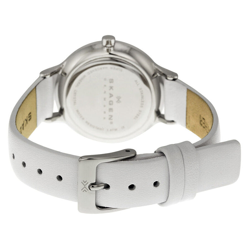 Skagen Anita White Dial White Leather Ladies Watch SKW2145 - Watches of America #3