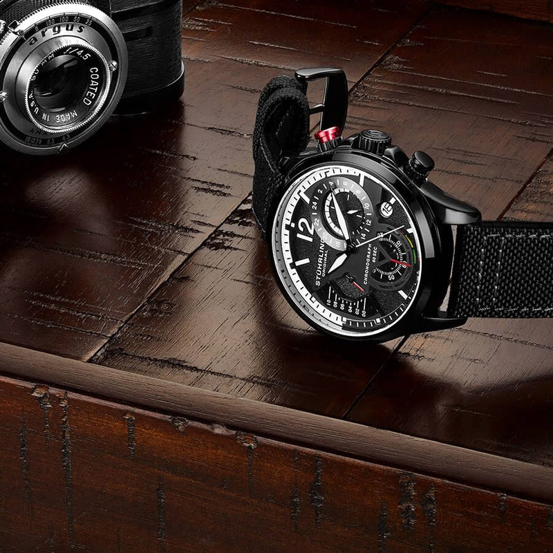 Stuhrling Original Aviator Quartz Black Dial Men's Watch #M13576 - Watches of America #3