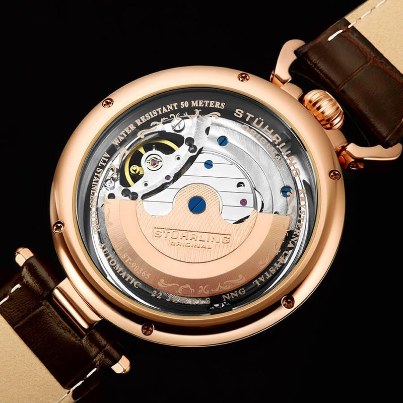 Stuhrling Original Legacy Automatic Beige Skeleton Dial Men's Watch #M13499 - Watches of America #3