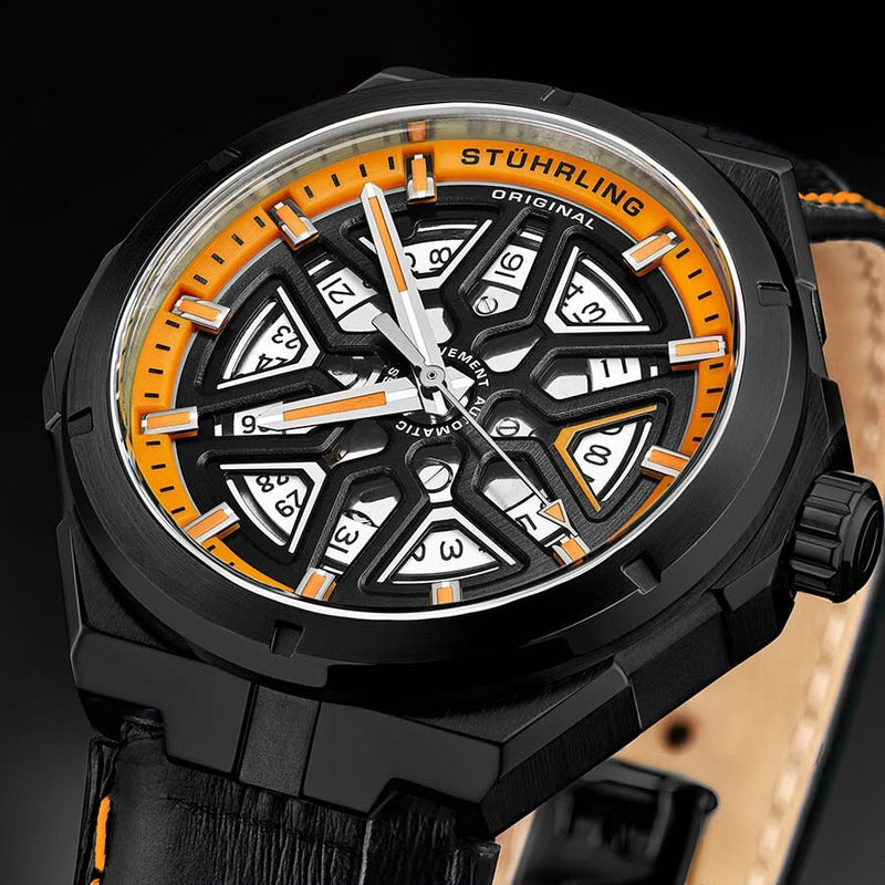 Stuhrling Original Legacy Automatic Orange Dial Men's Watch #M13484 - Watches of America #5