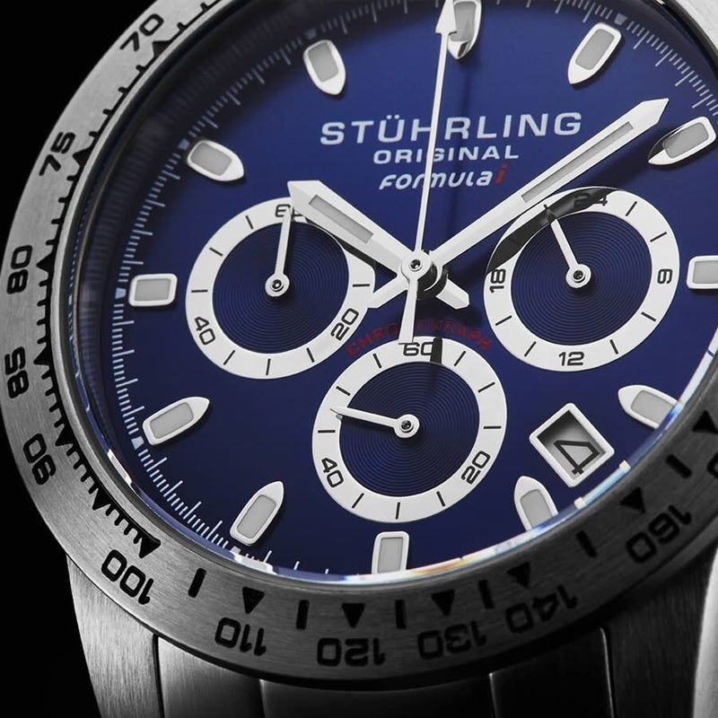 Stuhrling men's stainless steel chronograph watch hot sale