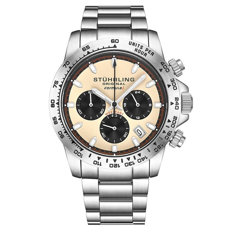 Stuhrling Original Monaco Quartz White Dial Men's Watch #M13568 - Watches of America