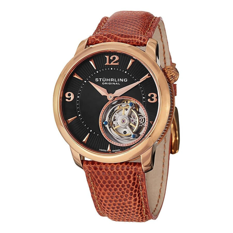 Stuhrling Original Tourbillon Hand Wind Black Dial Men's Watch #M13472 - Watches of America