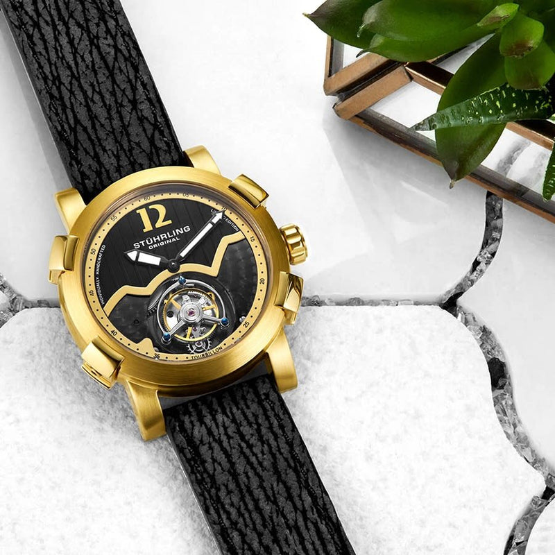 Stuhrling Original Tourbillon Hand Wind Black Dial Men's Watch #M13478 - Watches of America #3