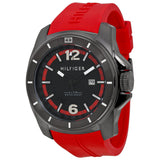 Tommy Hilfiger Black and Red Dial Red Rubber Men's 1791112 - Watches of America